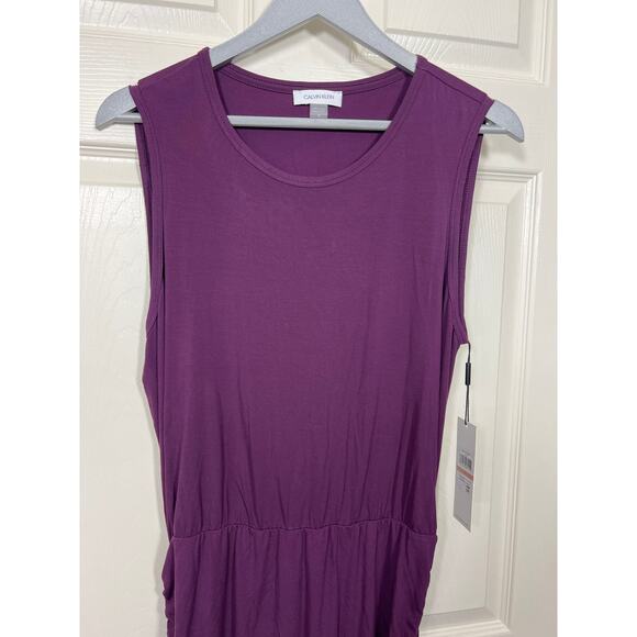 New Calvin Klein Dress Crewneck Sleeveless Ruched Side Drawstring Sheath 12 - Picture 3 of 11
